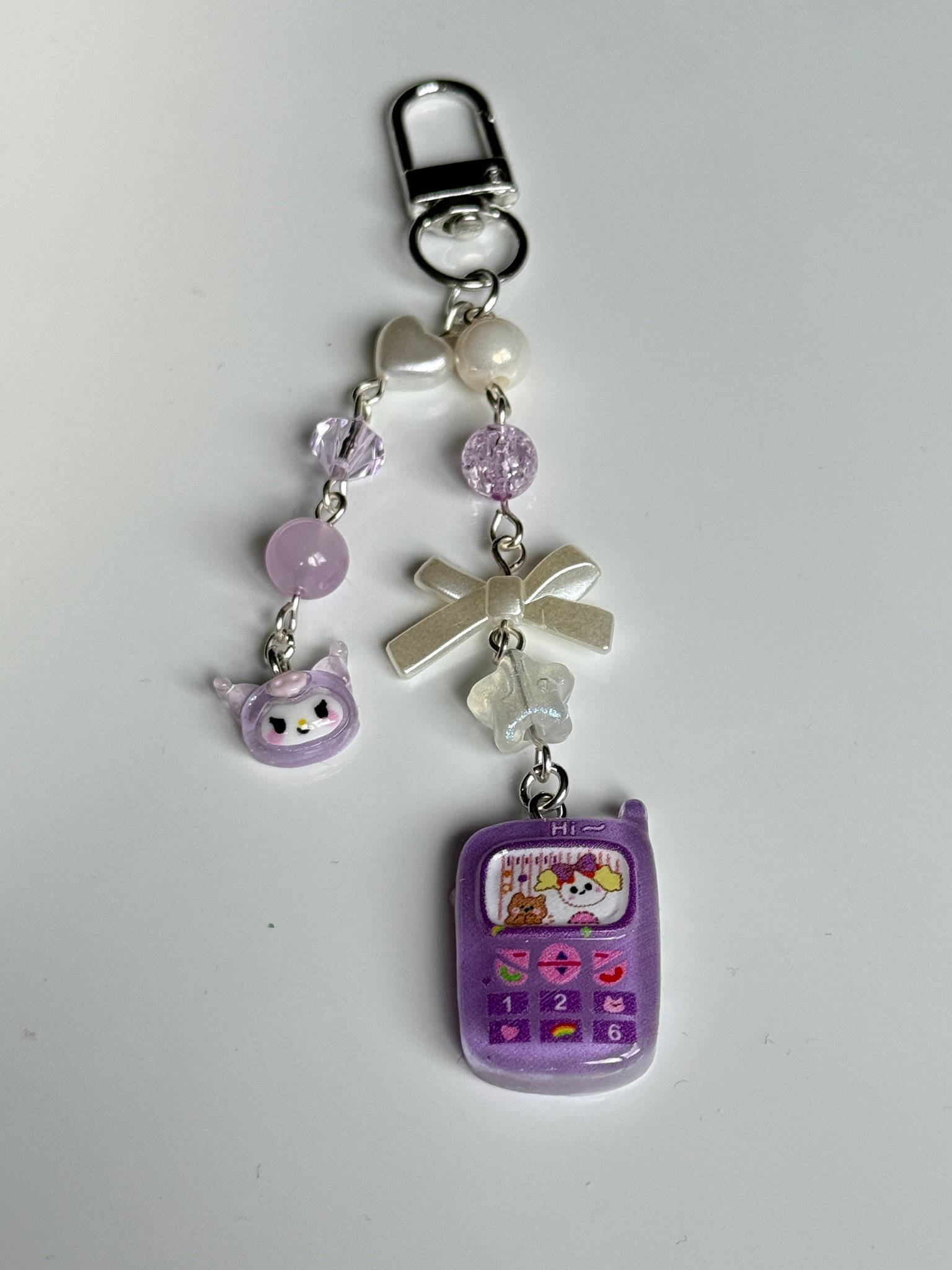 Kawaii Sanrio Style Phone Keychain Charm Y2K Beaded Mobile Phone Charm | Cute Pastel Bag Charm | Handmade Gift Beadsbylillixx