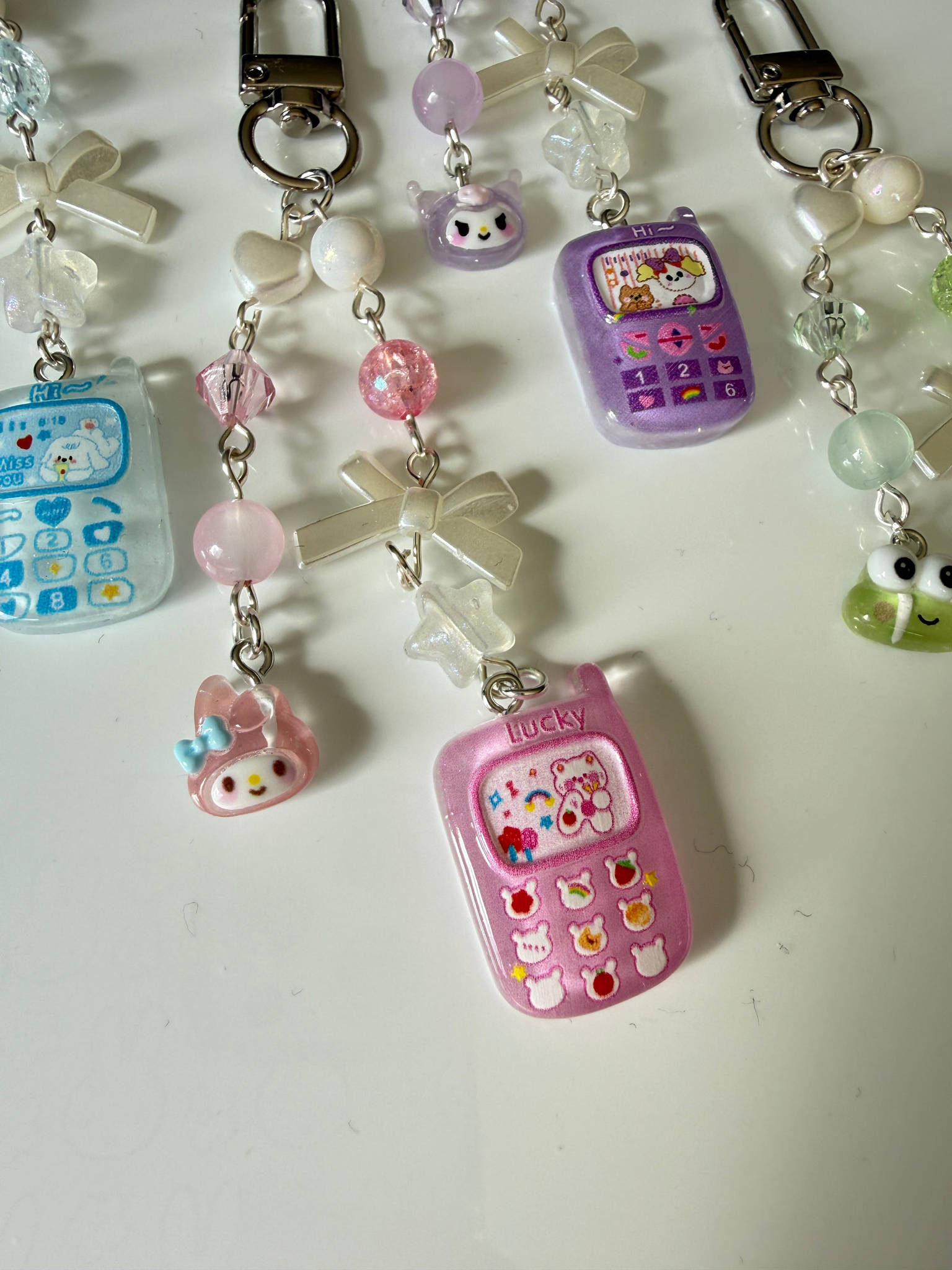Kawaii Sanrio Style Phone Keychain Charm Y2K Beaded Mobile Phone Charm | Cute Pastel Bag Charm | Handmade Gift Beadsbylillixx