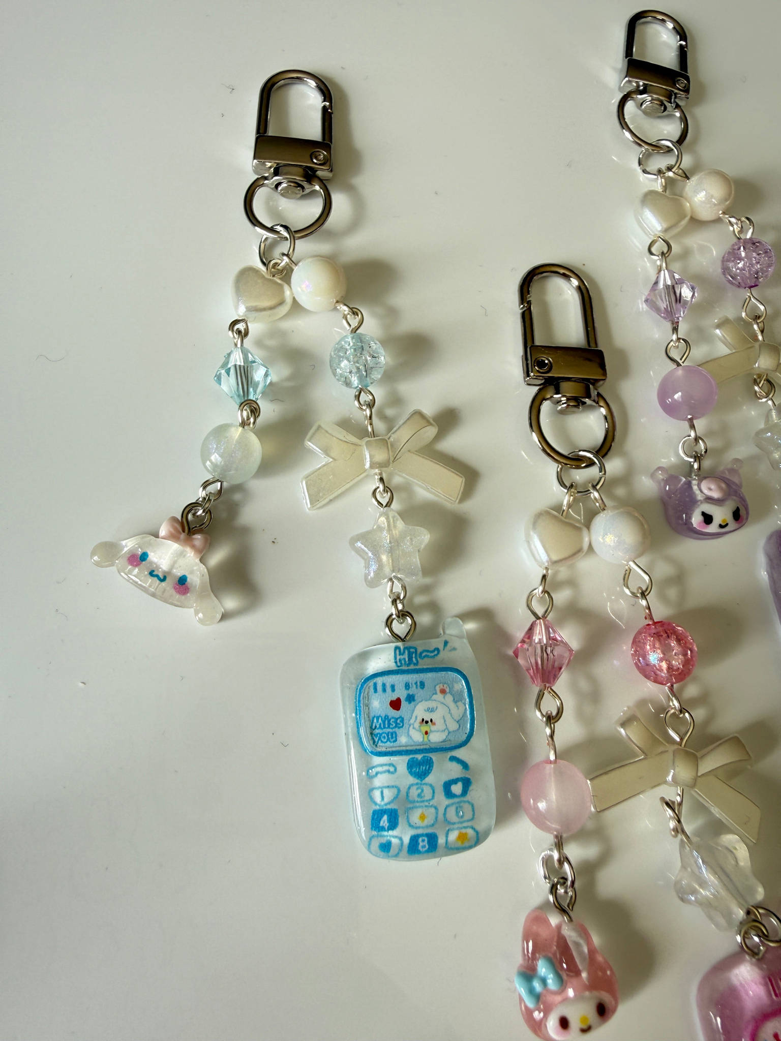 Kawaii Sanrio Style Phone Keychain Charm Y2K Beaded Mobile Phone Charm | Cute Pastel Bag Charm | Handmade Gift Beadsbylillixx