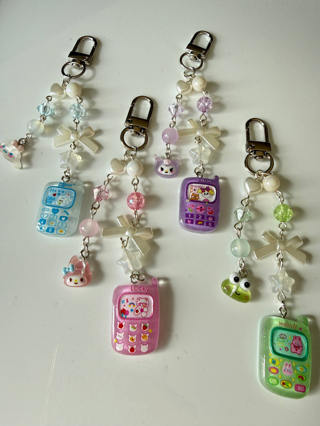 Kawaii Sanrio Style Phone Keychain Charm Y2K Beaded Mobile Phone Charm | Cute Pastel Bag Charm | Handmade Gift Beadsbylillixx