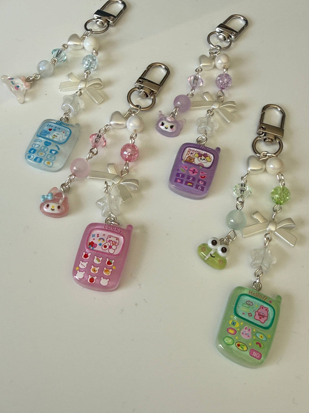 Kawaii Sanrio Style Phone Keychain Charm Y2K Beaded Mobile Phone Charm | Cute Pastel Bag Charm | Handmade Gift Beadsbylillixx