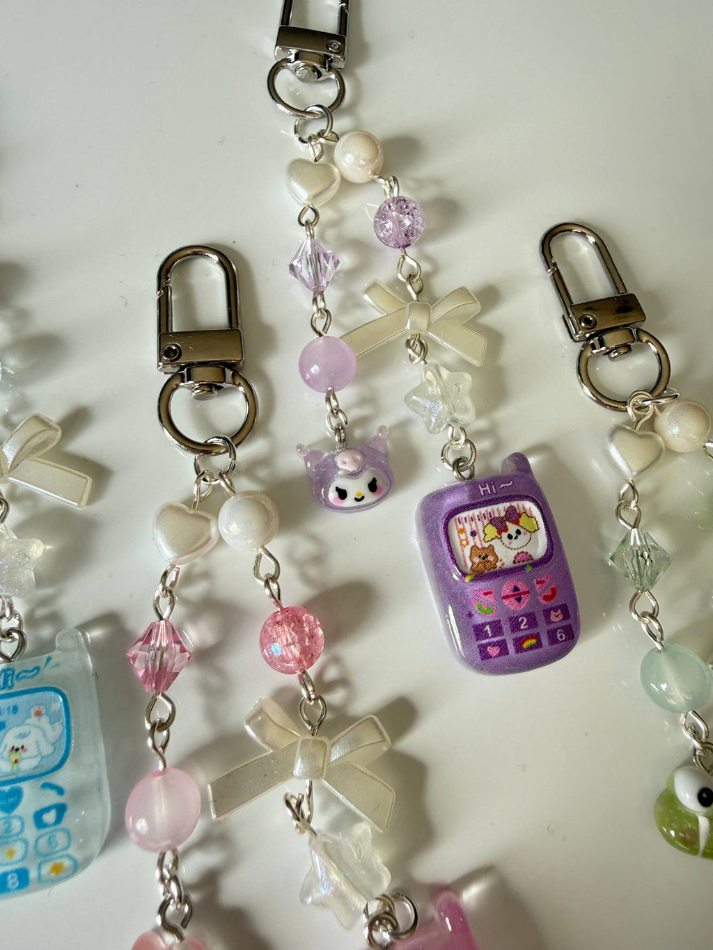 Kawaii Sanrio Style Phone Keychain Charm Y2K Beaded Mobile Phone Charm | Cute Pastel Bag Charm | Handmade Gift Beadsbylillixx