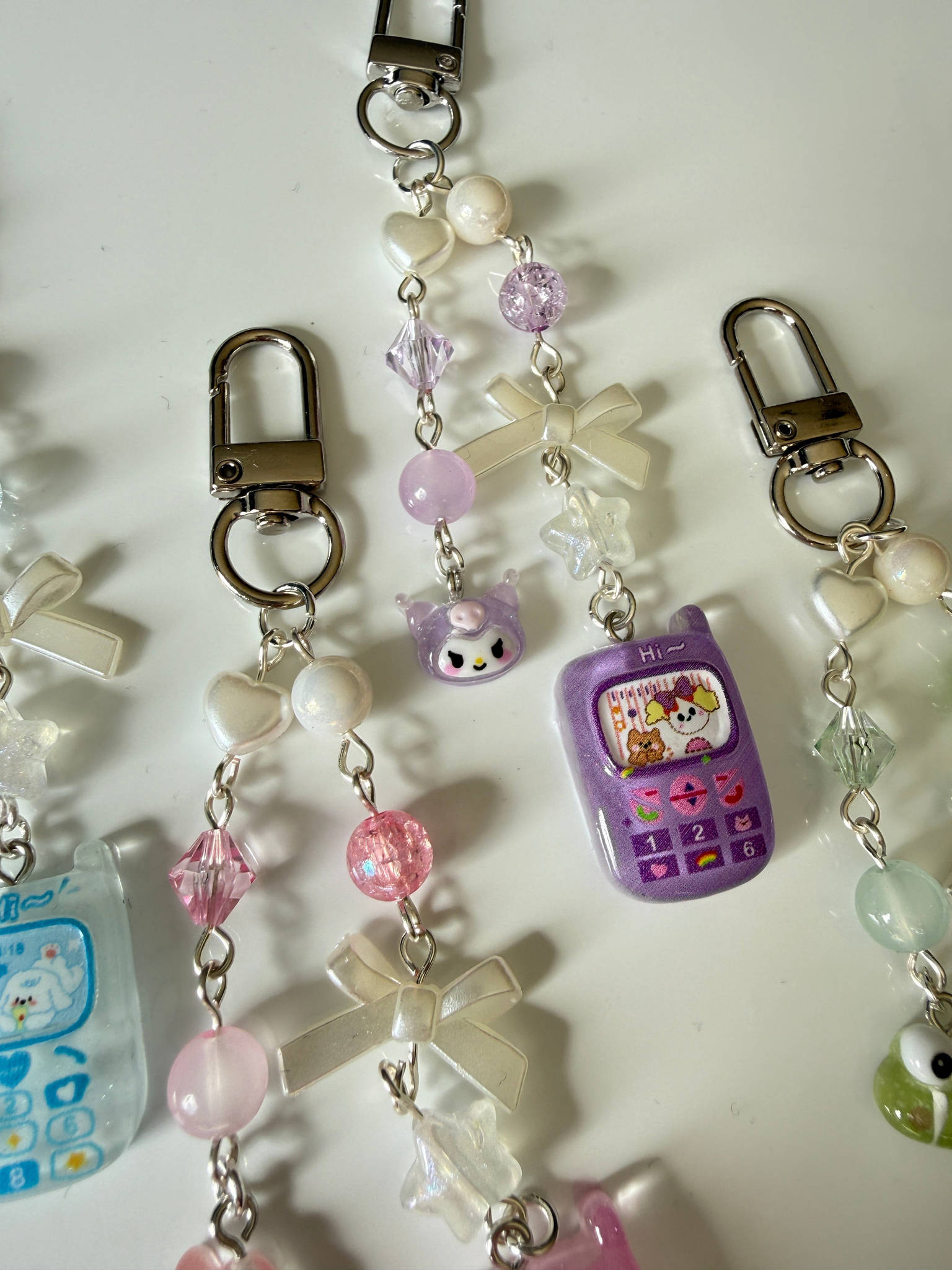 Kawaii Sanrio Style Phone Keychain Charm Y2K Beaded Mobile Phone Charm | Cute Pastel Bag Charm | Handmade Gift Beadsbylillixx