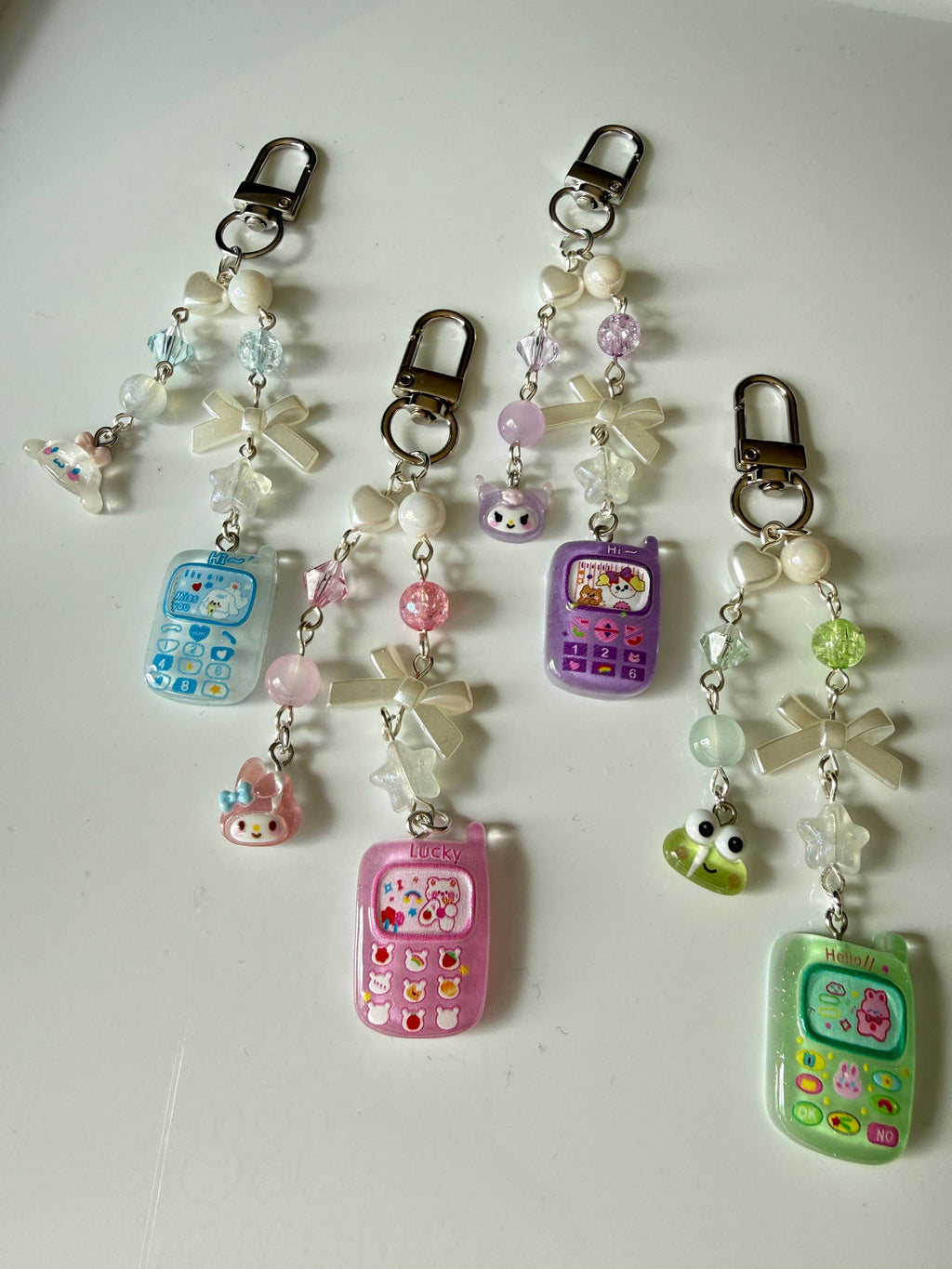 Kawaii Sanrio Style Phone Keychain Charm Y2K Beaded Mobile Phone Charm | Cute Pastel Bag Charm | Handmade Gift Beadsbylillixx