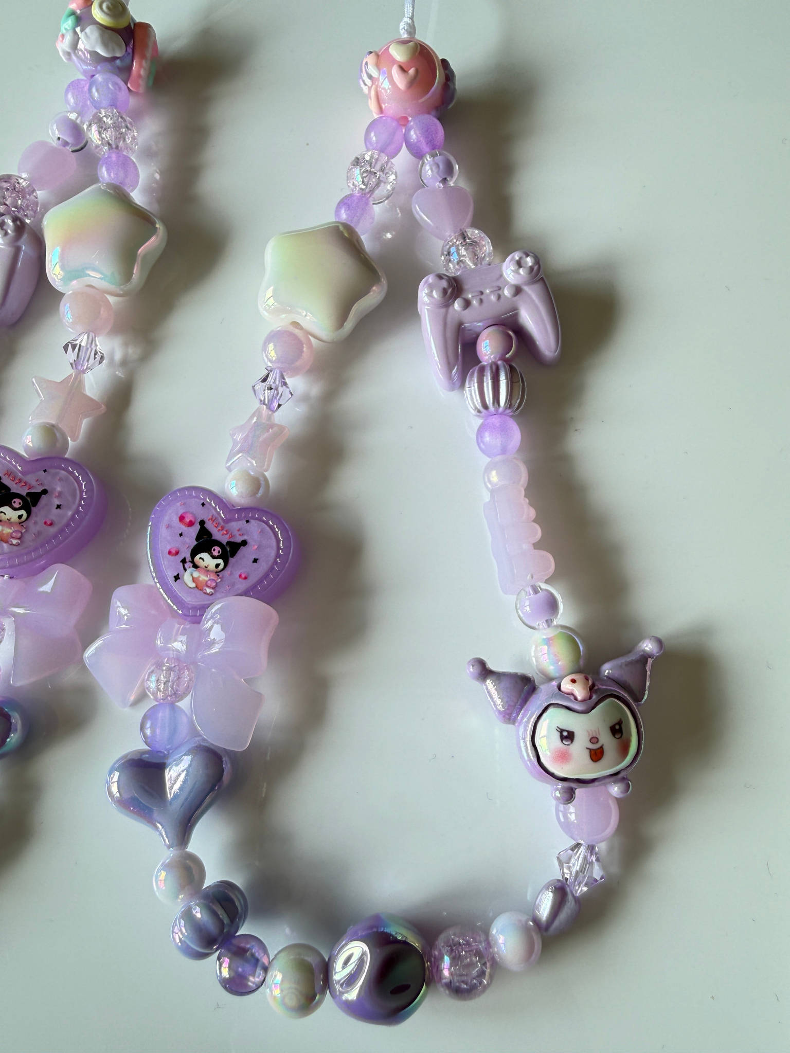 Kuromi Gamer Girl Charm – Kawaii Purple Phone Strap Beadsbylillixx