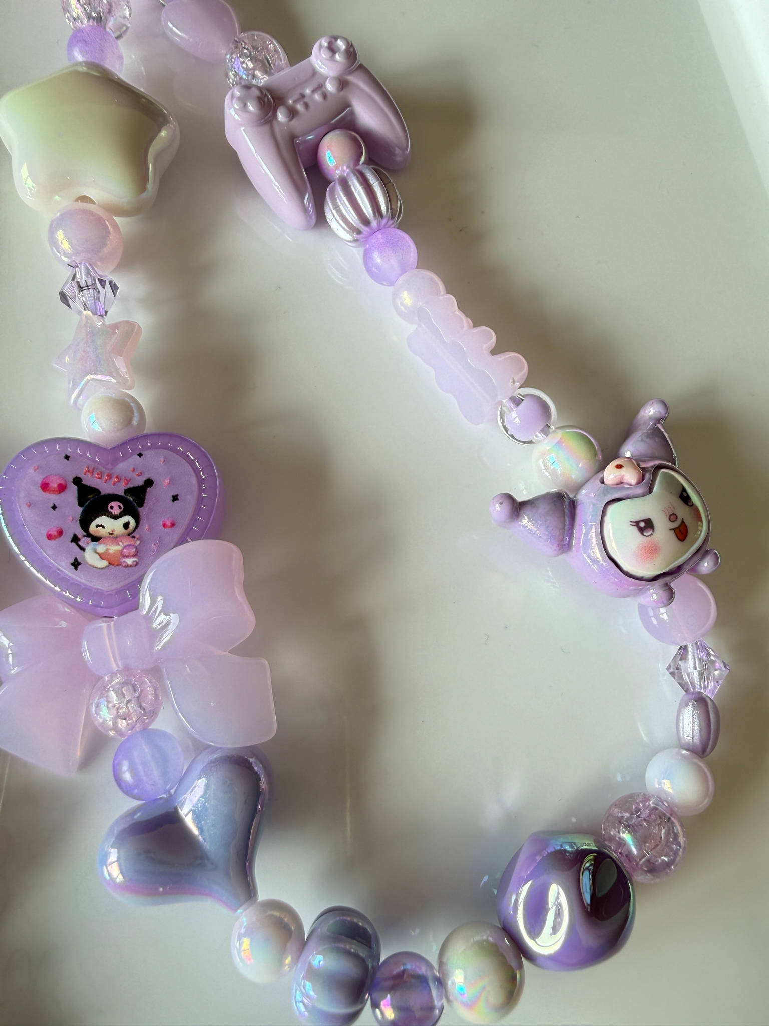 Kuromi Gamer Girl Charm – Kawaii Purple Phone Strap Beadsbylillixx