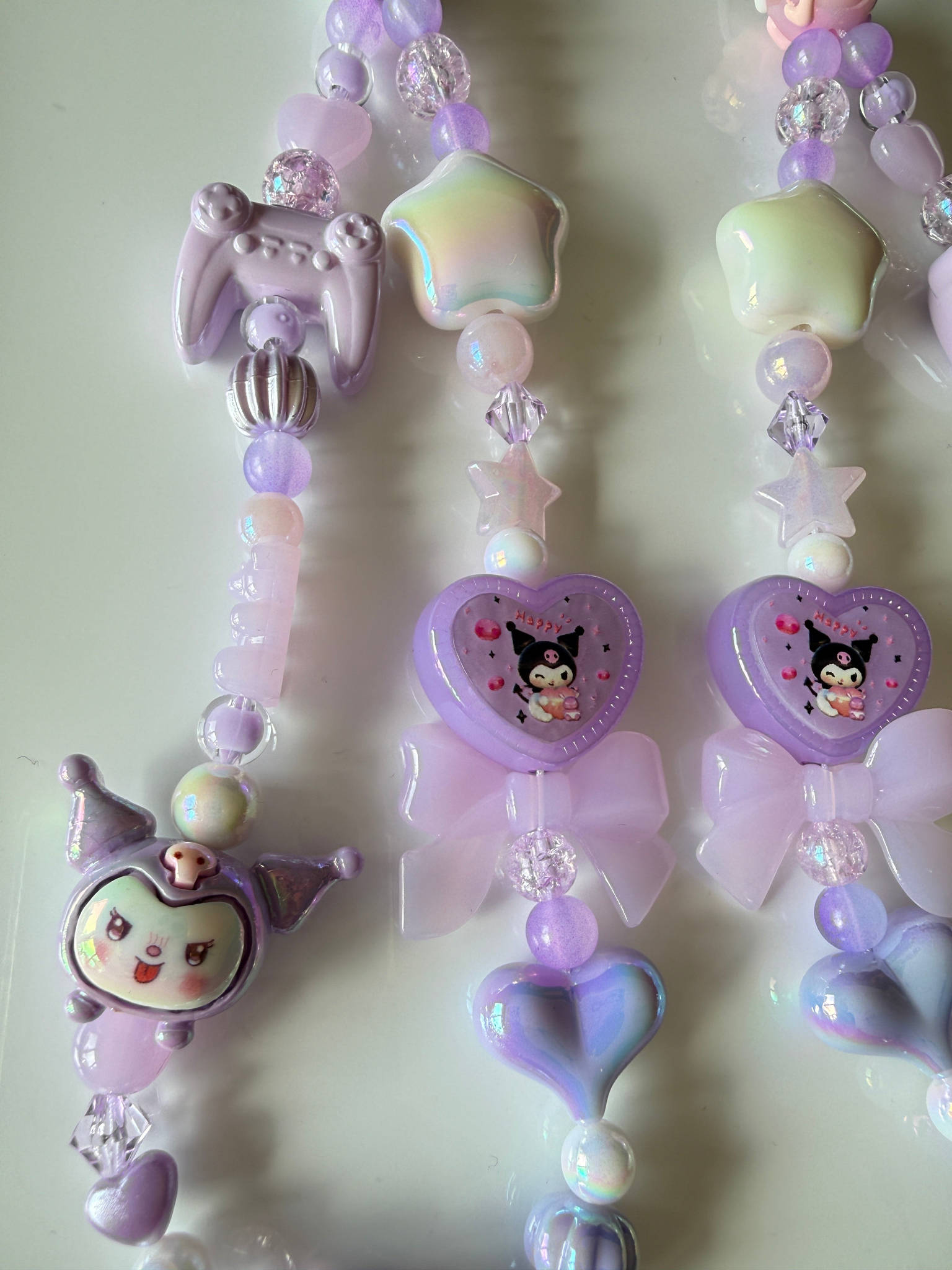 Kuromi Gamer Girl Charm – Kawaii Purple Phone Strap Beadsbylillixx