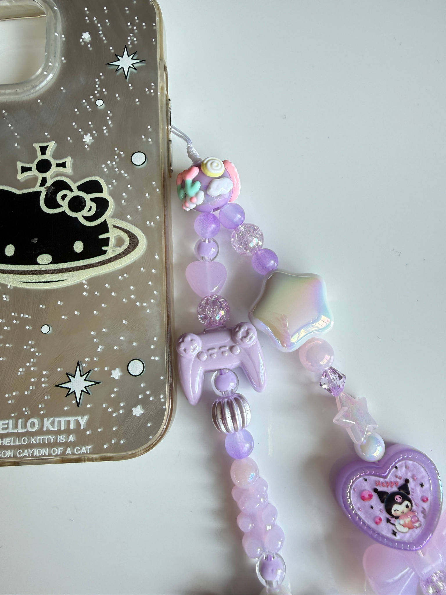 Kuromi Gamer Girl Charm – Kawaii Purple Phone Strap Beadsbylillixx