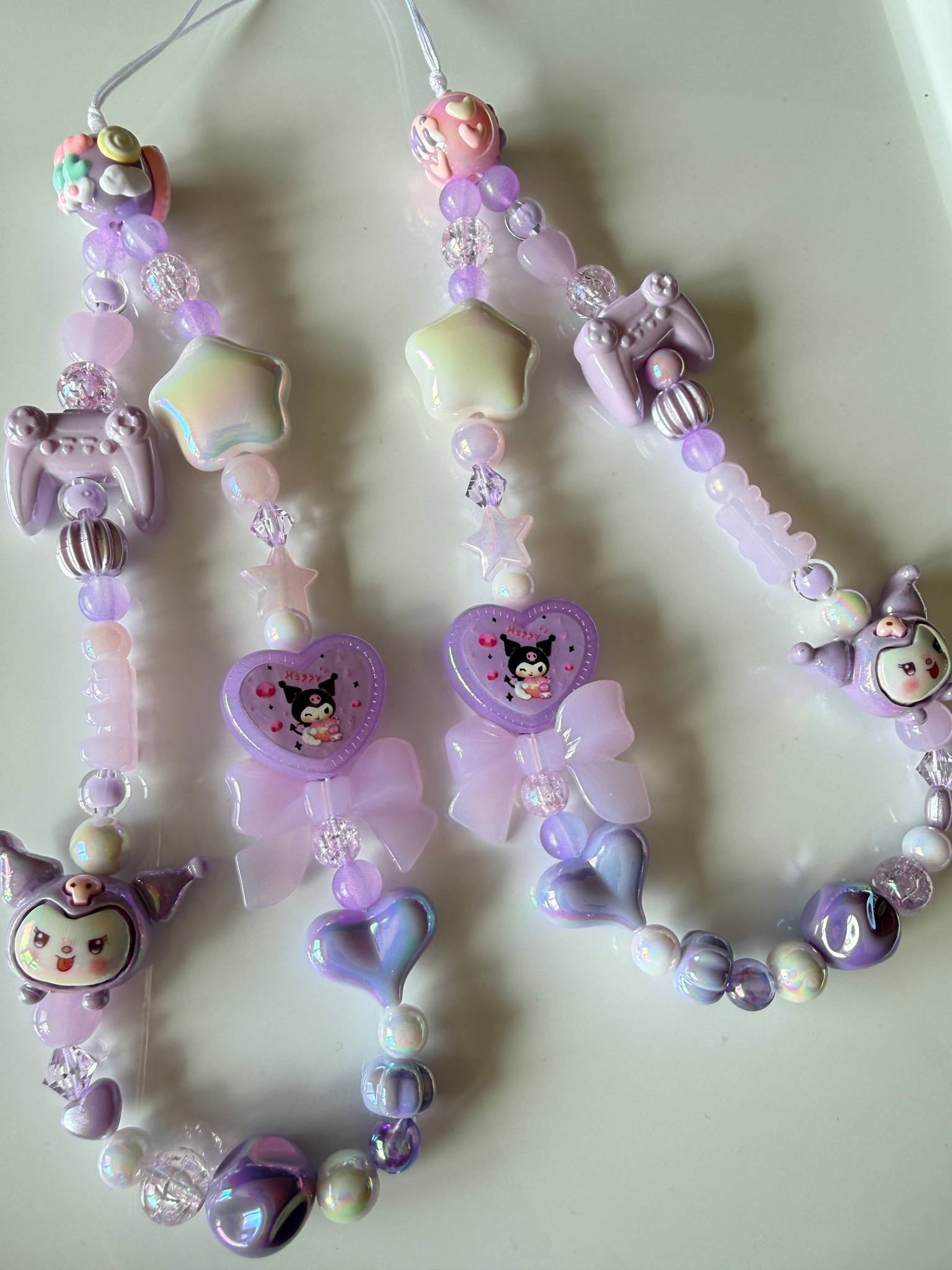 Kuromi Gamer Girl Charm – Kawaii Purple Phone Strap Beadsbylillixx