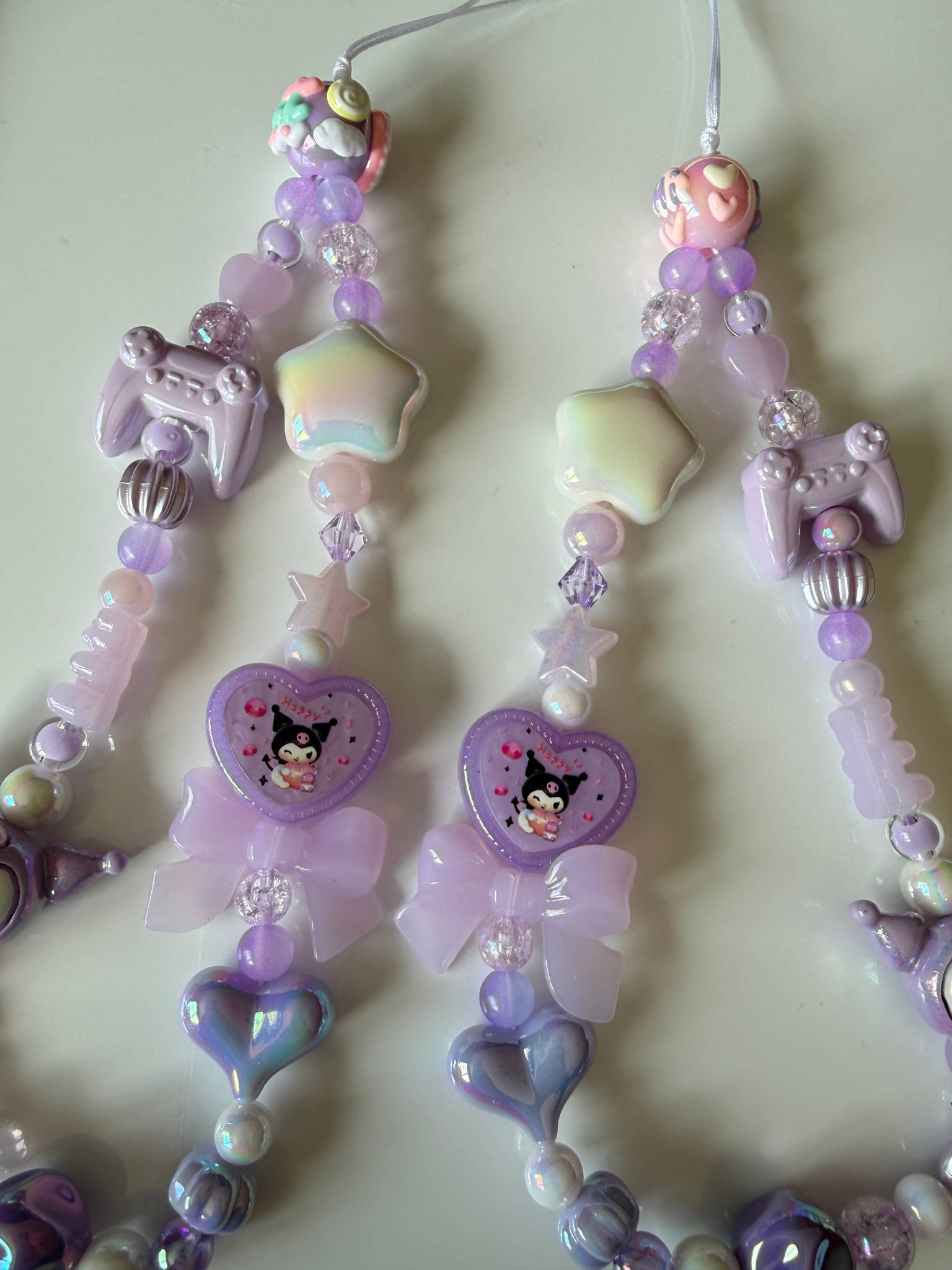 Kuromi Gamer Girl Charm – Kawaii Purple Phone Strap Beadsbylillixx