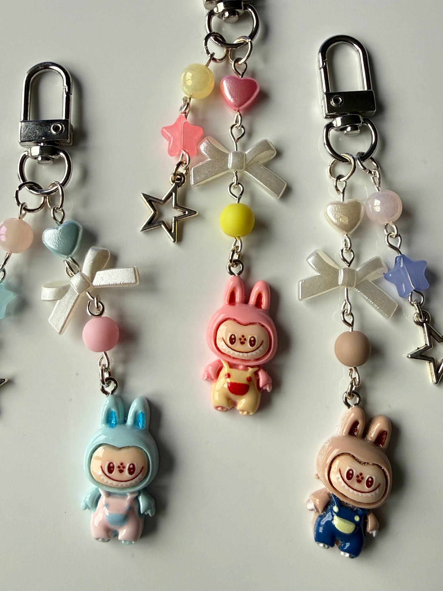Labubu Inspired Keychain – Kawaii Monster Monster Charm, Pastel Beaded Bag Charm, Cute Y2K Coquette Accessory Beadsbylillixx