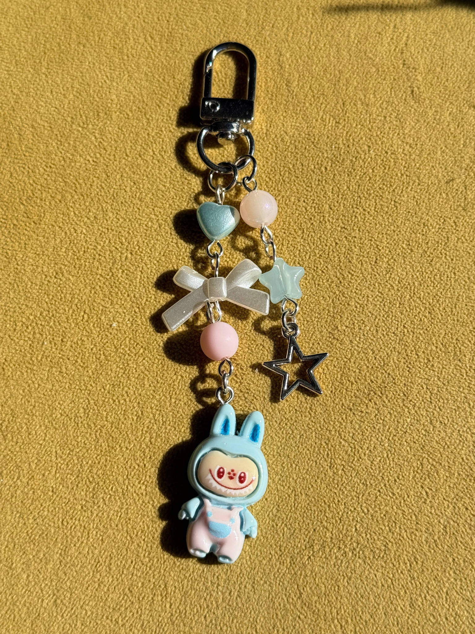 Labubu Inspired Keychain – Kawaii Monster Monster Charm, Pastel Beaded Bag Charm, Cute Y2K Coquette Accessory Beadsbylillixx