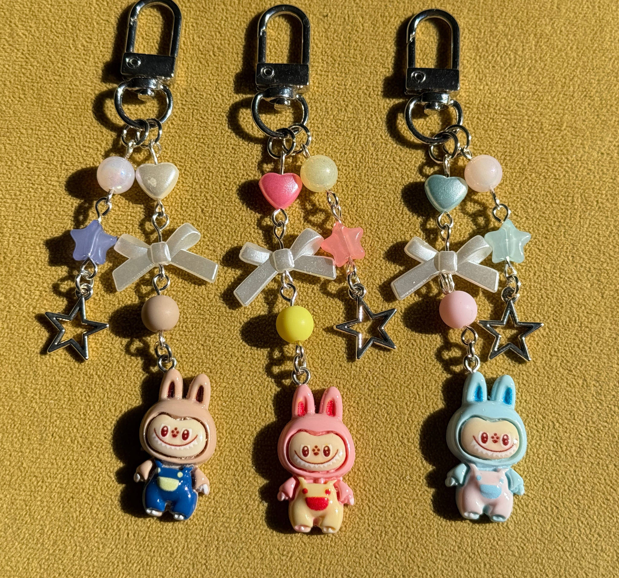 Labubu Inspired Keychain – Kawaii Monster Monster Charm, Pastel Beaded Bag Charm, Cute Y2K Coquette Accessory Beadsbylillixx