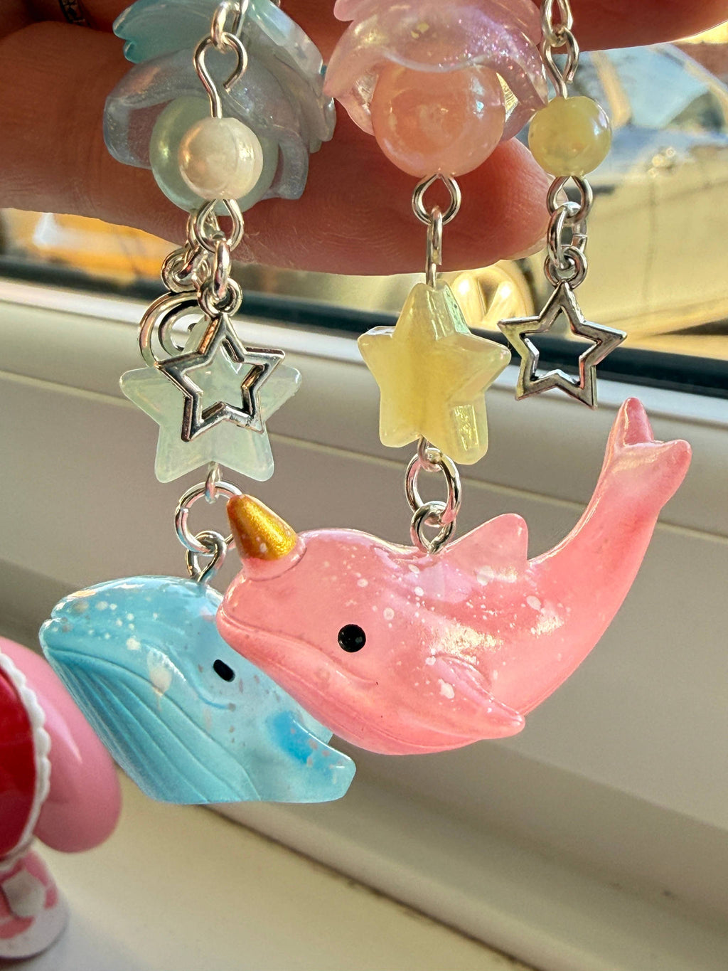 Ocean Friends Kawaii Keychain Collection – Pastel Sea Creature Bag Charms, Handmade Cute Whale, Narwhal Keychains Beadsbylillixx