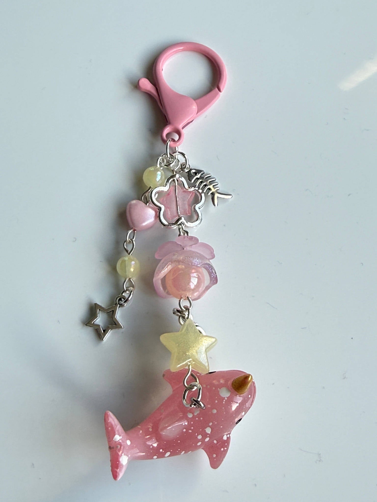 Ocean Friends Kawaii Keychain Collection – Pastel Sea Creature Bag Charms, Handmade Cute Whale, Narwhal Keychains Beadsbylillixx