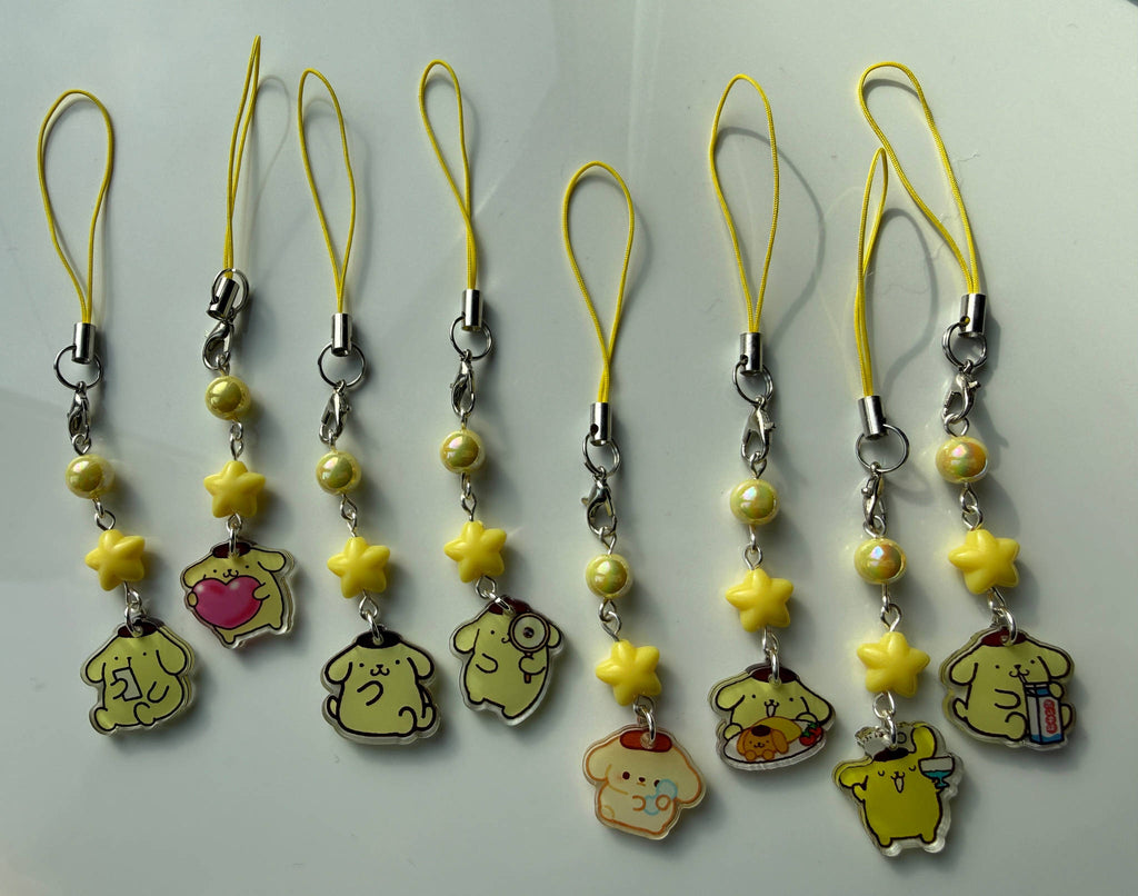 Pompompurin Phone Charm | Kawaii Beaded Phone Strap, Cute Pastel Bag Charm Beadsbylillixx