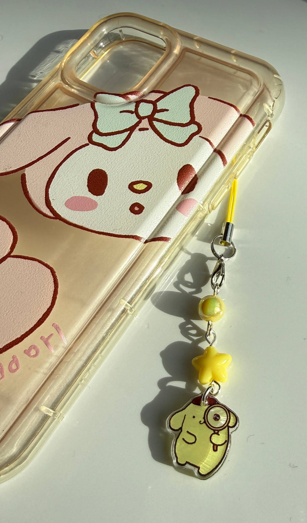 Pompompurin Phone Charm | Kawaii Beaded Phone Strap, Cute Pastel Bag Charm Beadsbylillixx