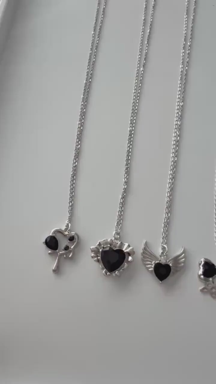 Absolutely Stunning Handmade Whimsical Black Gem Necklaces 17”