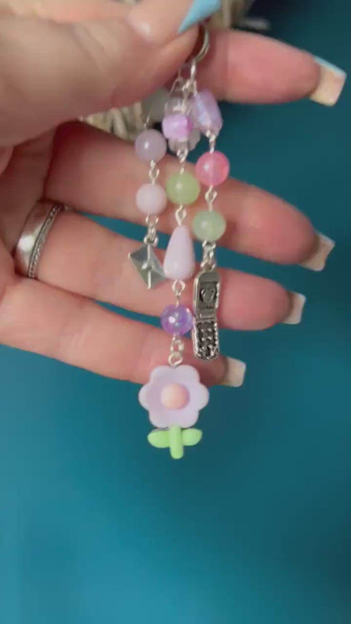 HANDMADE Cute Kawaii Lilac Flower Keychain