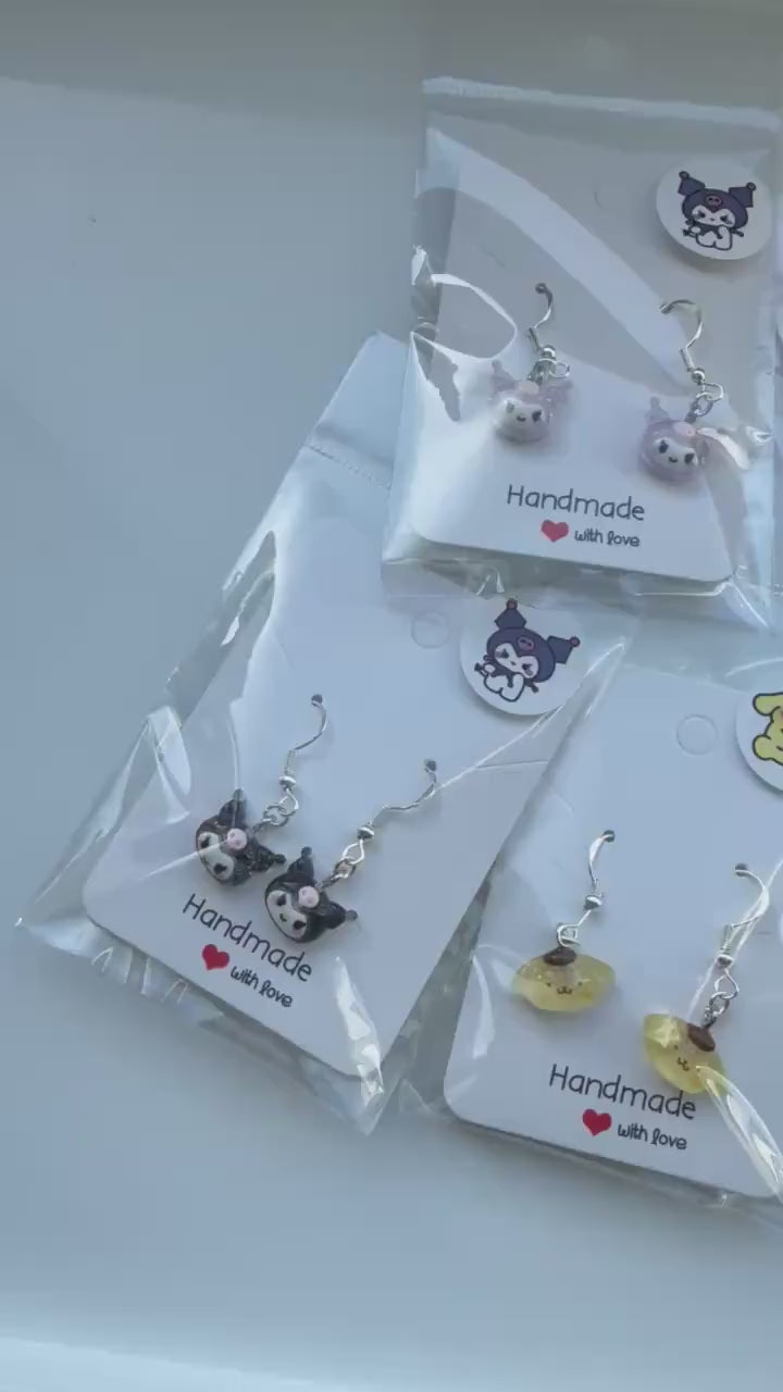 Handmade Mini Sanrio Themed Sterling Silver Earrings, Fish hook, cutecore, hello kitty and friends