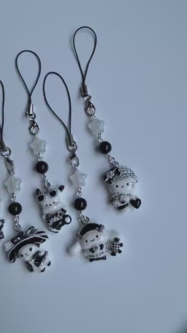 HANDMADE Monochrome kawaii Sanrio Phone Charms