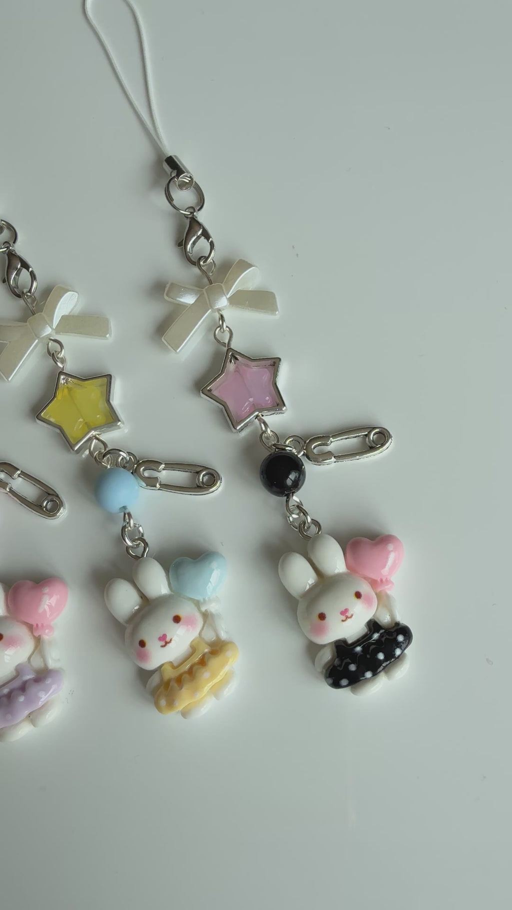 Kawaii Bunny Star Charm Phone Charm – Pastel Beaded Phone Strap, Cute Rabbit Bag Charm, Y2K Fairy Kei Accessories