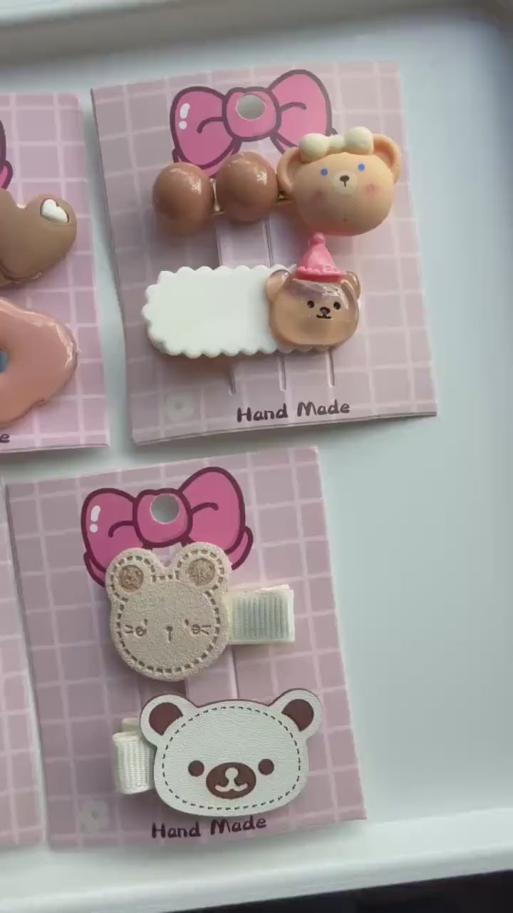 Handmade Kawaii Hair slides, choco bear and vanilla range