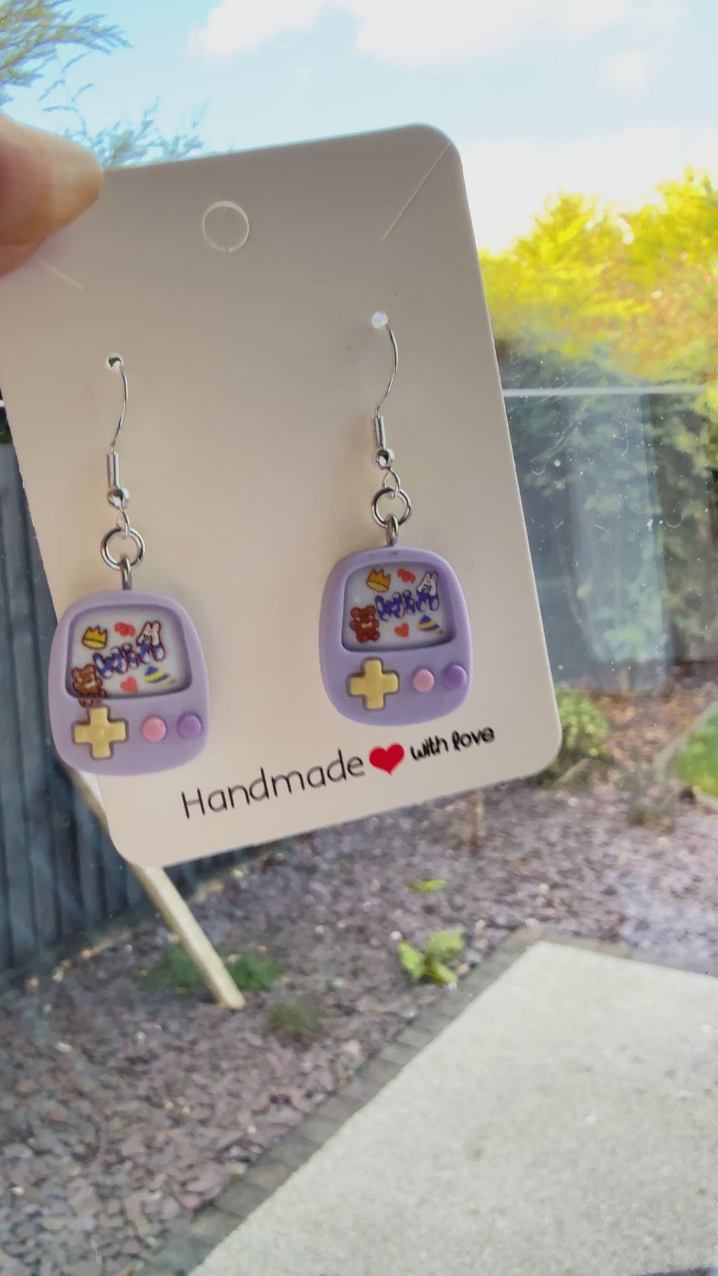 Kawaii Gamer Girl Purple Console Earrings | Y2K Cute Pastel Gaming Jewelry | Handmade Retro Game Charm