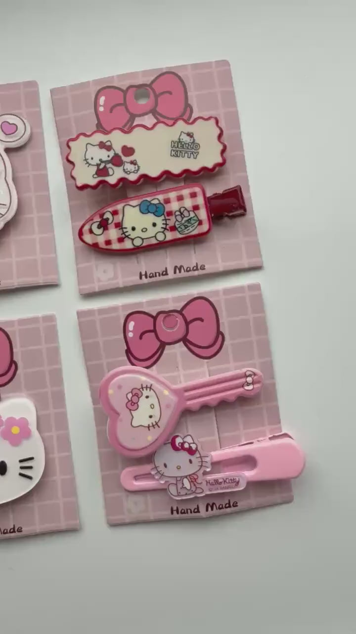 Super Cute Handmade Kawaii HK Hair Clips. kitty hair slides