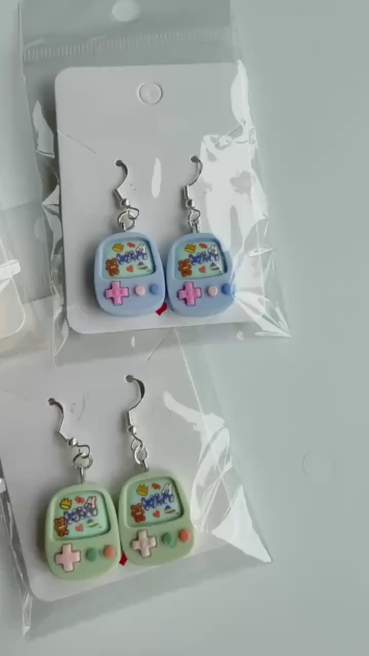 Handmade Cute kawaii Gamer Girl charm Sterling Silver Earrings