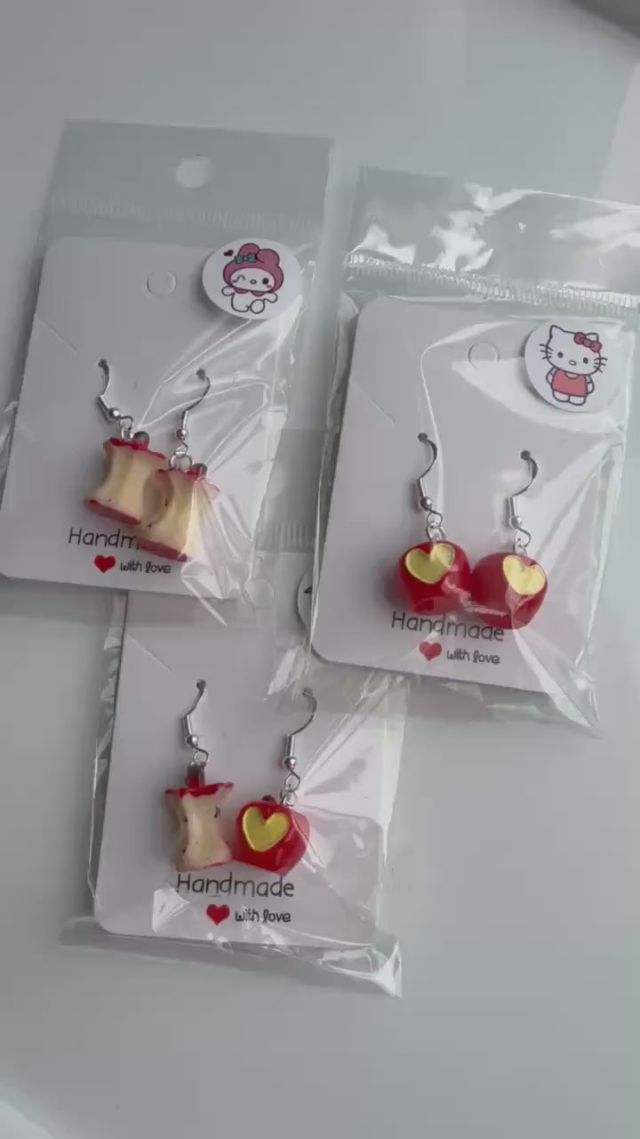 Handmade Cute Apple Sterling Silver Earrings