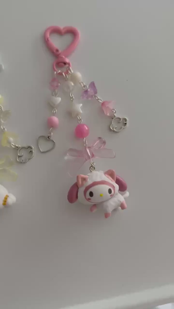 Handmade Sanrio Gashapon machine Keychains, beaded keyring, sanriocore