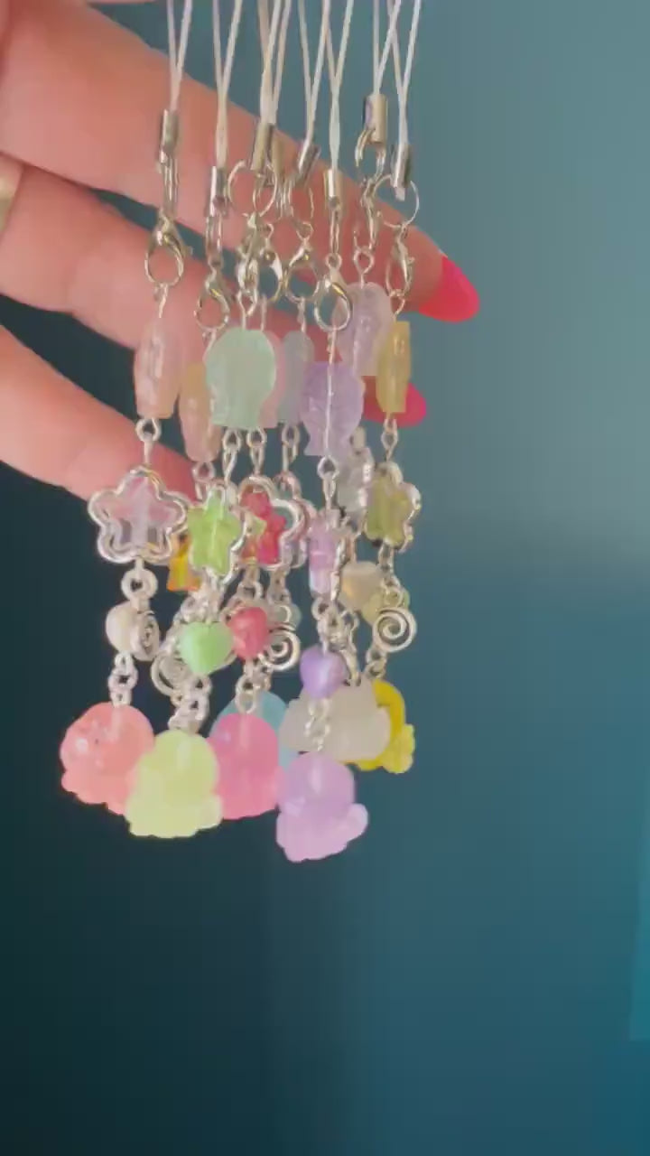 Handmade Kawaii Octopus Phone Charm : Colour themed. Oceancore, sea life