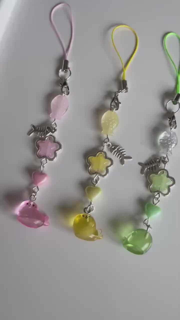 HANDMADE Colourful Kawaii Seal Phone Charms