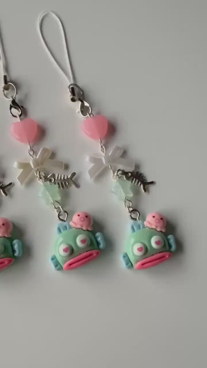 Handmade Hangyodon loved up Phone Charm: Kawaii Beaded Accessory, sanriocore