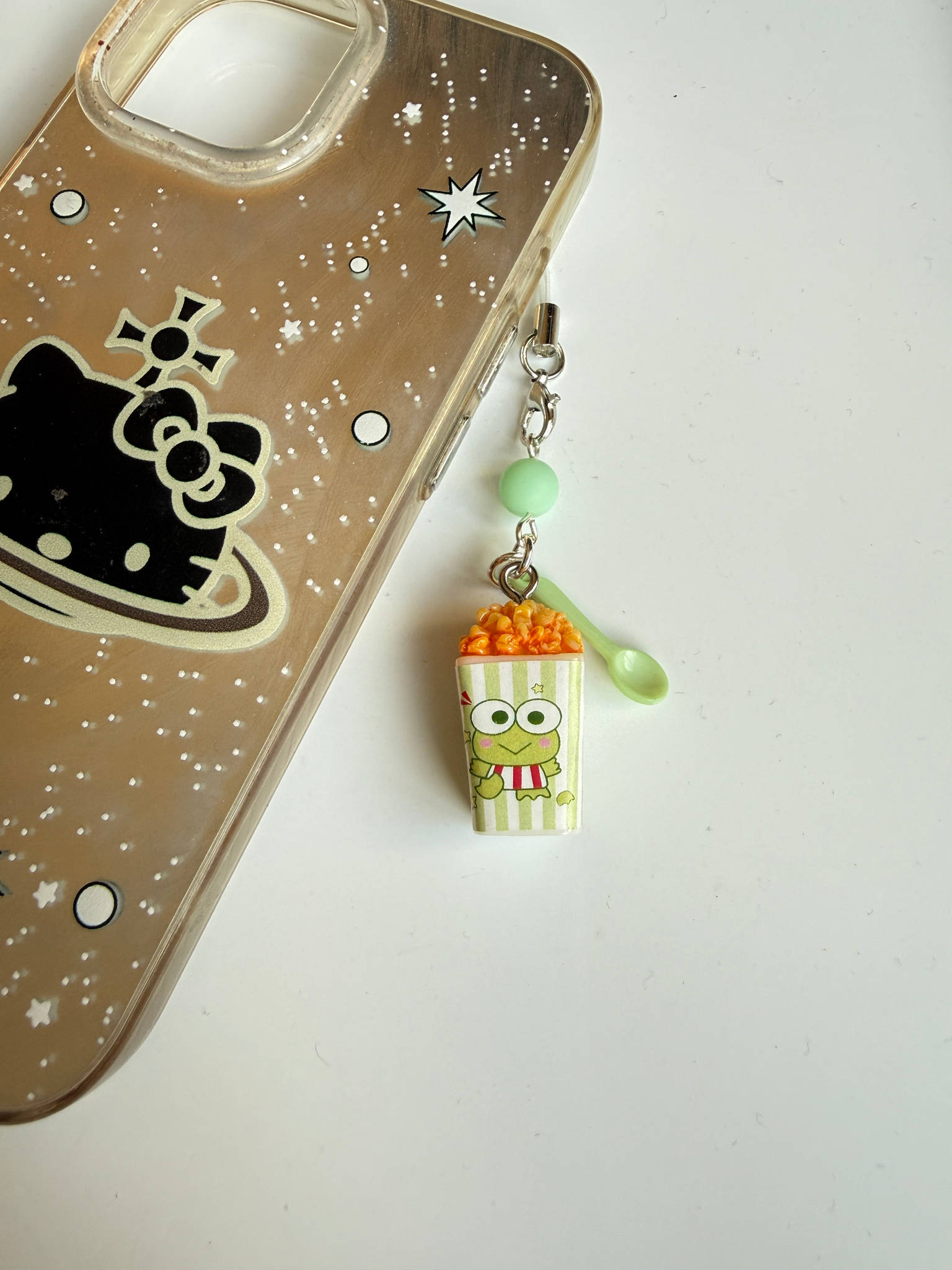 Sanrio Inspired Popcorn Phone Charms – Kuromi, Hello Kitty, Keroppi, Cinnamoroll Kawaii Popcorn Keychains, Cute Anime Bag Charm Beadsbylillixx