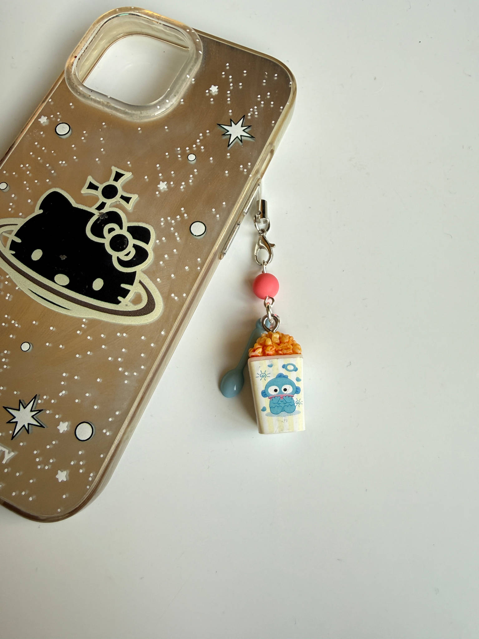 Sanrio Inspired Popcorn Phone Charms – Kuromi, Hello Kitty, Keroppi, Cinnamoroll Kawaii Popcorn Keychains, Cute Anime Bag Charm Beadsbylillixx