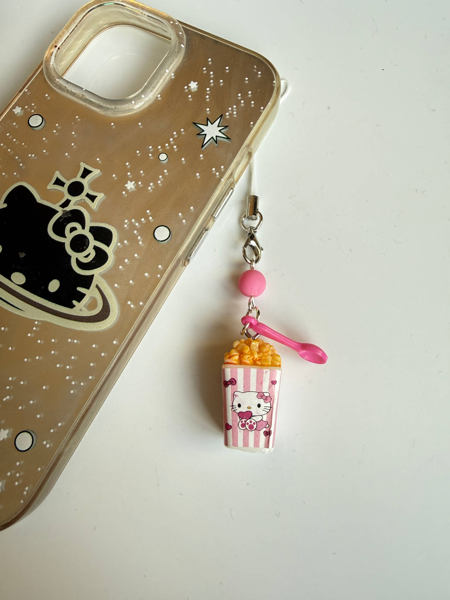 Sanrio Inspired Popcorn Phone Charms – Kuromi, Hello Kitty, Keroppi, Cinnamoroll Kawaii Popcorn Keychains, Cute Anime Bag Charm Beadsbylillixx
