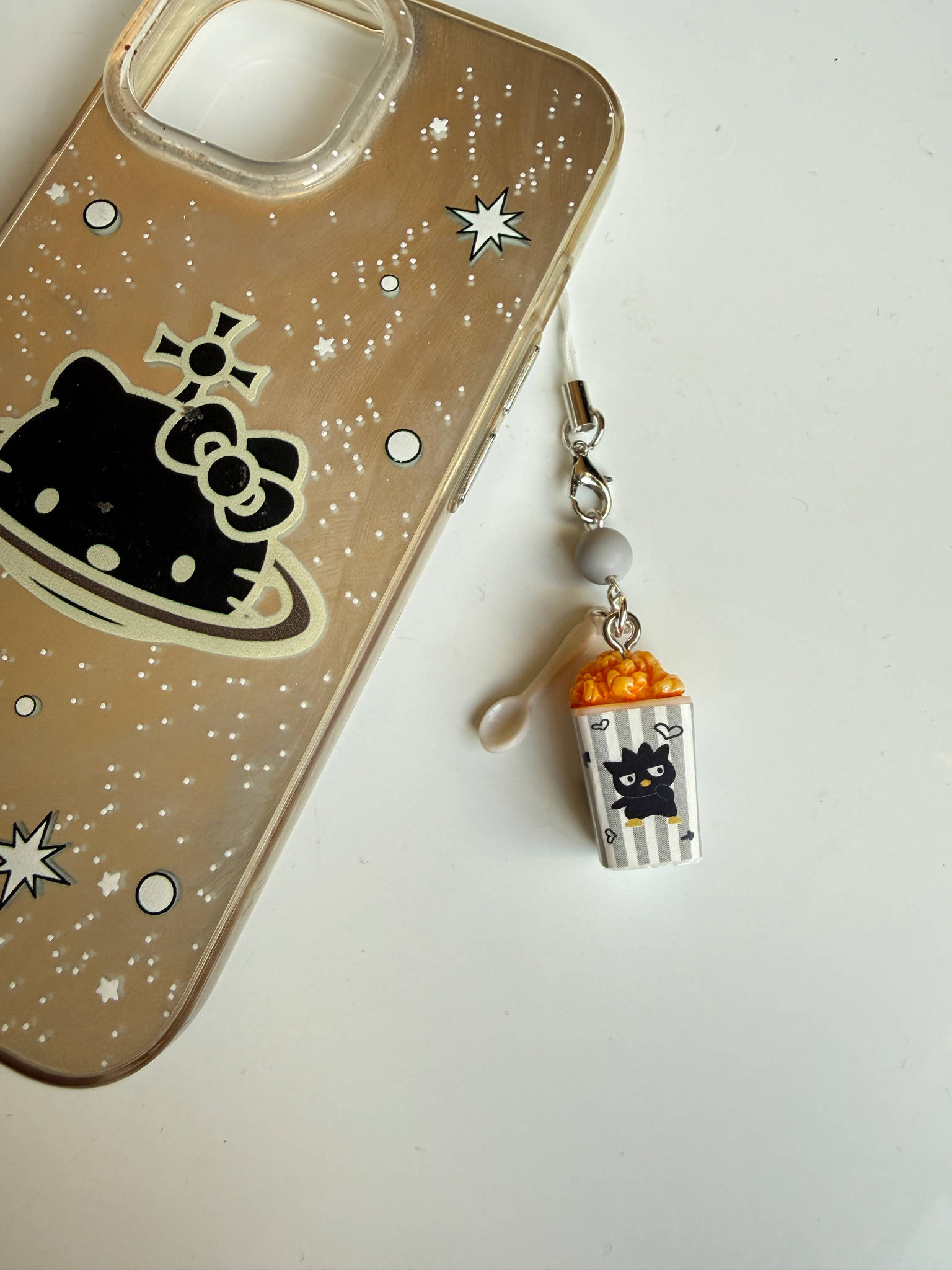 Sanrio Inspired Popcorn Phone Charms – Kuromi, Hello Kitty, Keroppi, Cinnamoroll Kawaii Popcorn Keychains, Cute Anime Bag Charm Beadsbylillixx