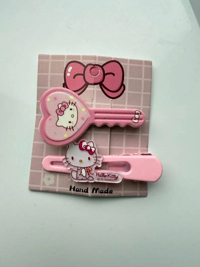 Super Cute Handmade Kawaii HK Hair Clips. kitty hair slides Beadsbylillixx