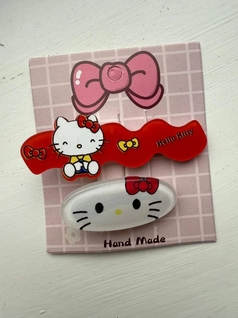Super Cute Handmade Kawaii HK Hair Clips. kitty hair slides Beadsbylillixx