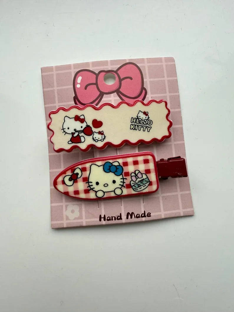 Super Cute Handmade Kawaii HK Hair Clips. kitty hair slides Beadsbylillixx