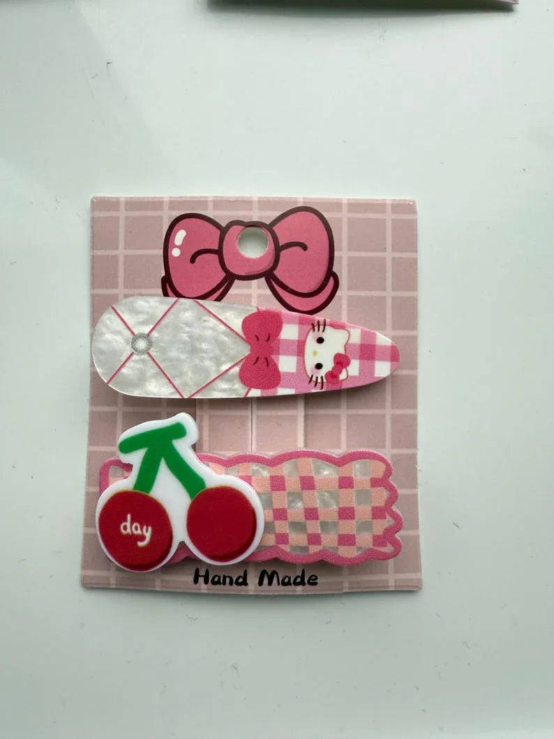 Super Cute Handmade Kawaii HK Hair Clips. kitty hair slides Beadsbylillixx
