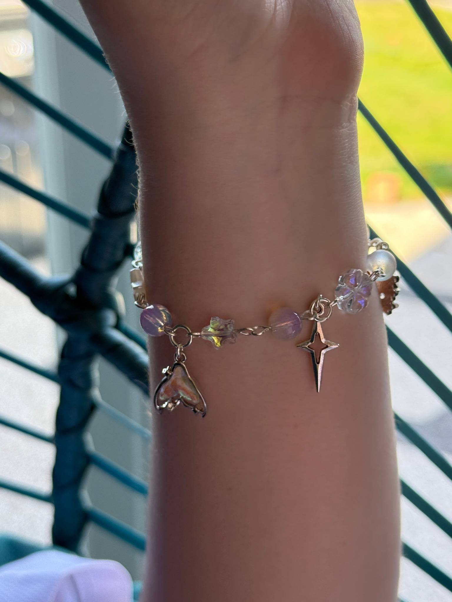 Whimsical Pastel Charm Bracelet – Silver Plated Star, Butterfly & Moon Beaded Bracelet | Fairycore Jewellery Beadsbylillixx