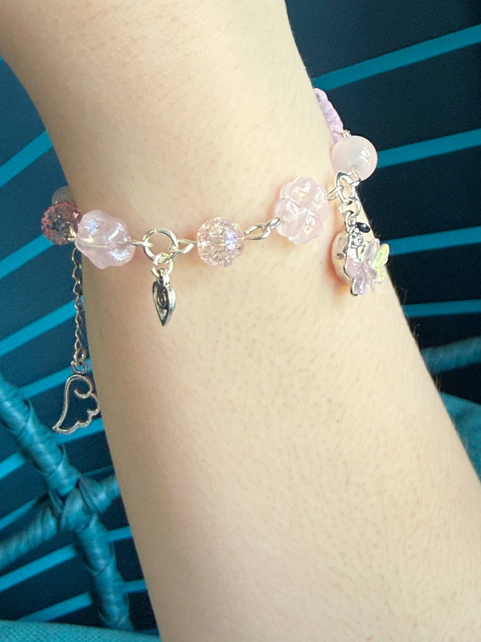 Whimsical Pastel Charm Bracelet – Silver Plated Star, Butterfly & Moon Beaded Bracelet | Fairycore Jewellery Beadsbylillixx