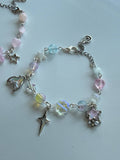 Whimsical Pastel Charm Bracelet – Silver Plated Star, Butterfly & Moon Beaded Bracelet | Fairycore Jewellery Beadsbylillixx