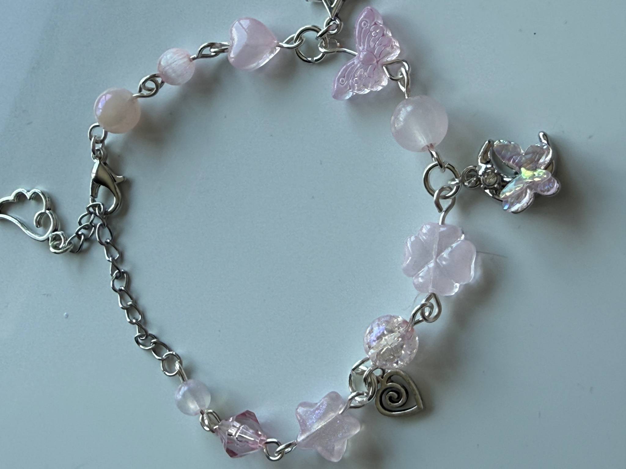 Whimsical Pastel Charm Bracelet – Silver Plated Star, Butterfly & Moon Beaded Bracelet | Fairycore Jewellery Beadsbylillixx